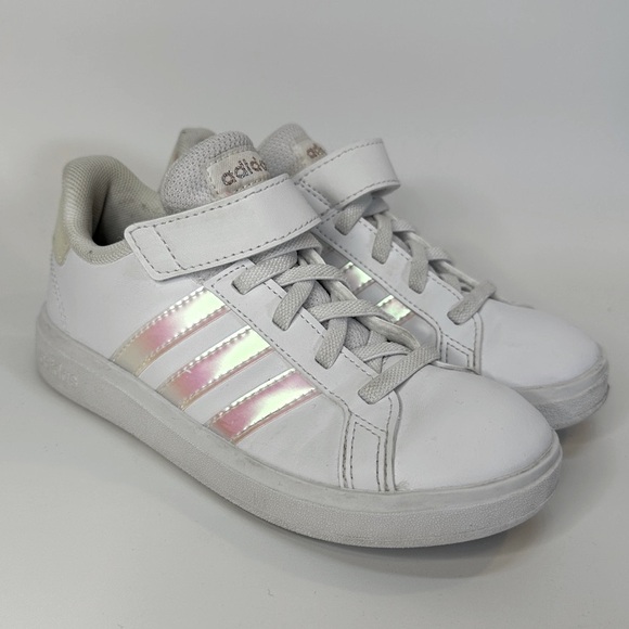 Kids' Adidas Grand‎ Court 2.0 Style# GY2327 Color White w Iridescent Pink 12K - Picture 1 of 8
